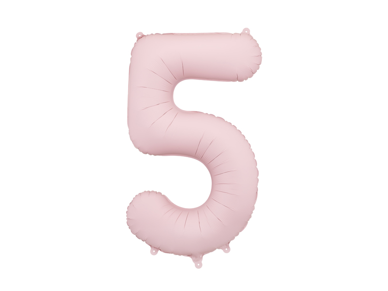 Balon foliowy Cyfra '5', 86cm, jasny różowy