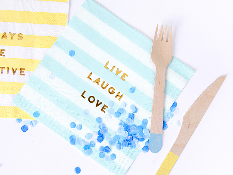 Serwetki Yummy - Live Laugh Love, jasny niebieski, 33x33cm (1 op. / 20 szt.) - obrazek 3