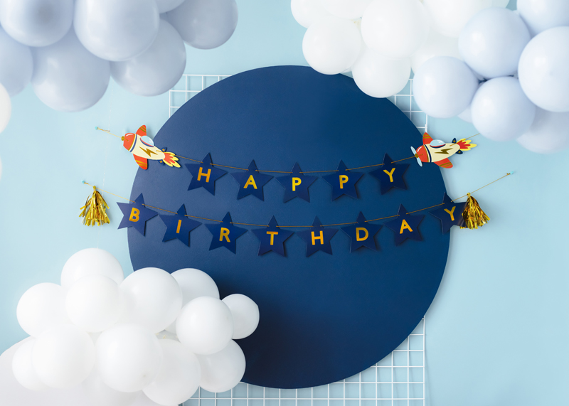 Baner Happy Birthday Samoloty, 2.5 m, mix - obrazek 3