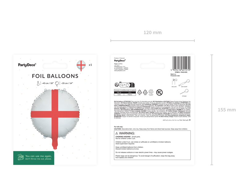 Balon foliowy Flaga Anglii, 35 cm, mix - obrazek 4