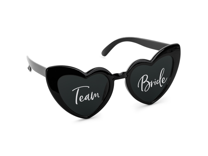 Okulary serduszka z napisem ''Team Bride'', czarny