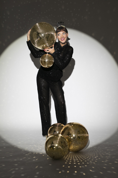 Kula lustrzana disco, szampański złoty, 40 cm - obrazek 3