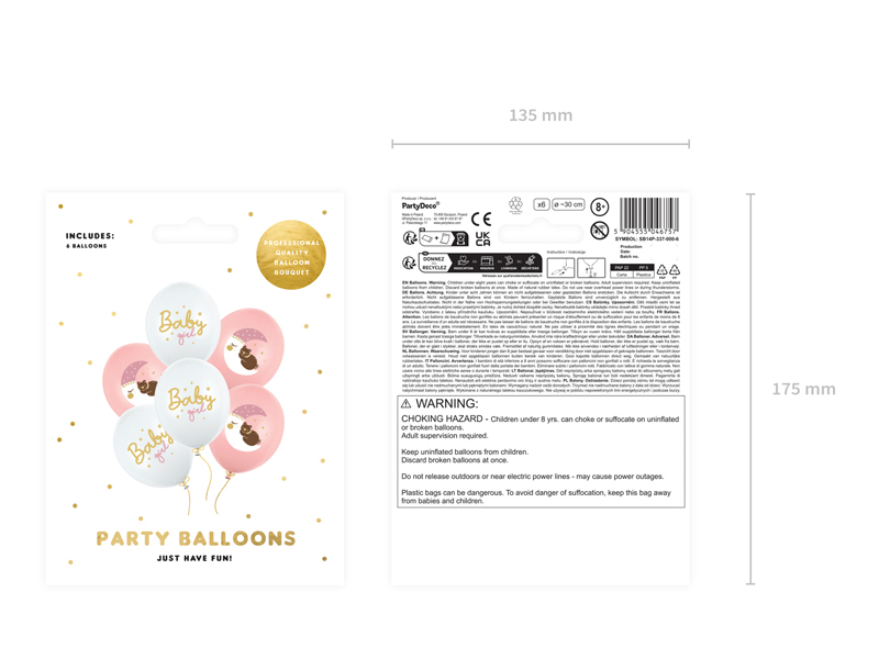 Balony 30 cm, Baby girl, mix (1 op. / 6 szt.) - obrazek 3