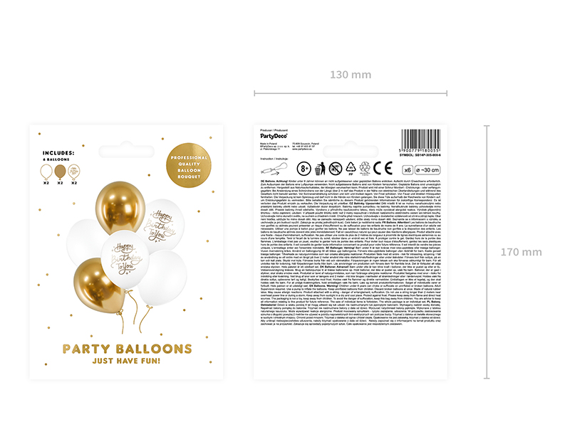 Balony 30cm, Happy Birthday To You, mix (1 op. / 6 szt.) - obrazek 3