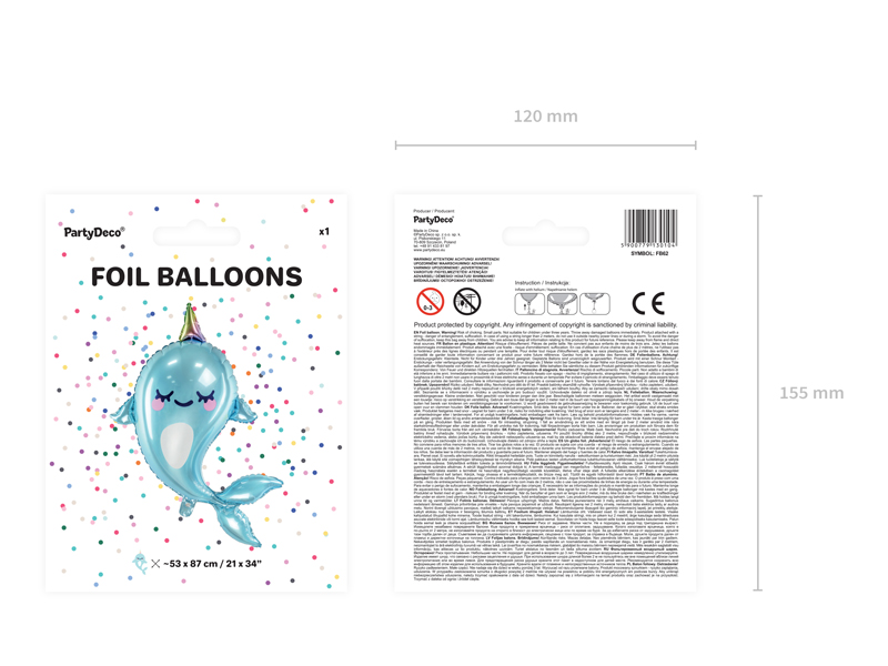 Balon foliowy Narwal, 53x87cm, mix - obrazek 4