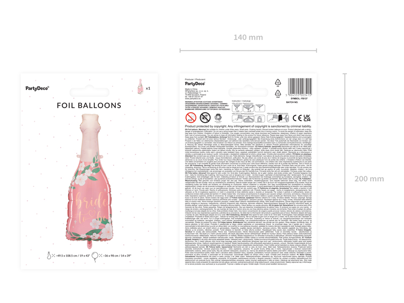 Balon foliowy Butelka Bride to be, 49.5x108.5 cm, mix - obrazek 8