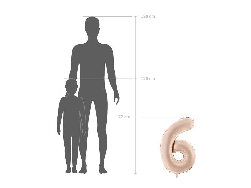 Balon foliowy Cyfra ''9'', 72cm, ciemny beż - obrazek 6