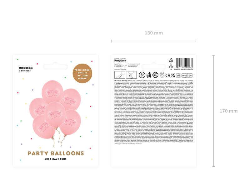 Balony 30cm, Bucik, Pastel Baby Pink (1 op. / 6 szt.) - obrazek 2