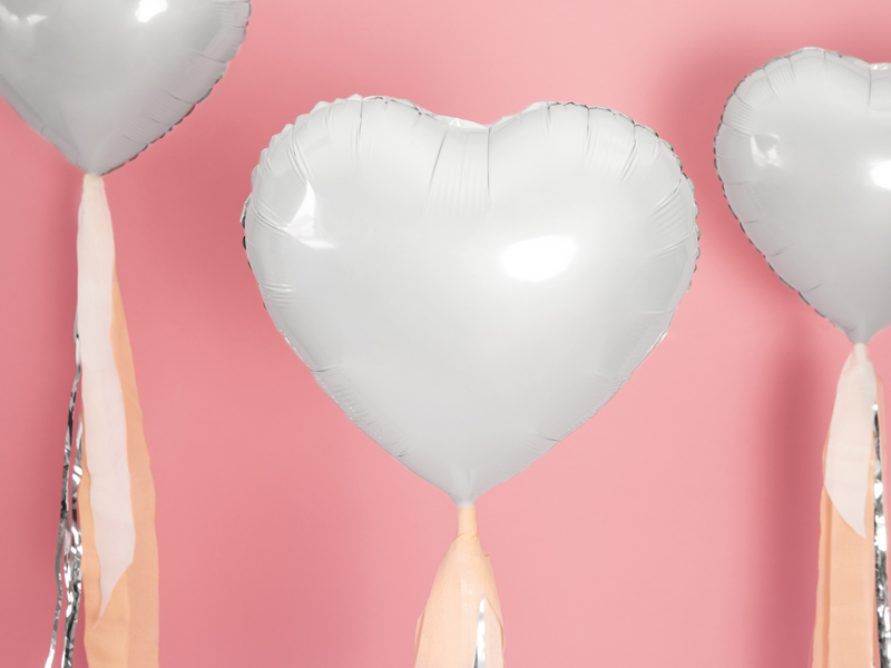 Balon foliowy Serce, 45cm, biały - obrazek 3