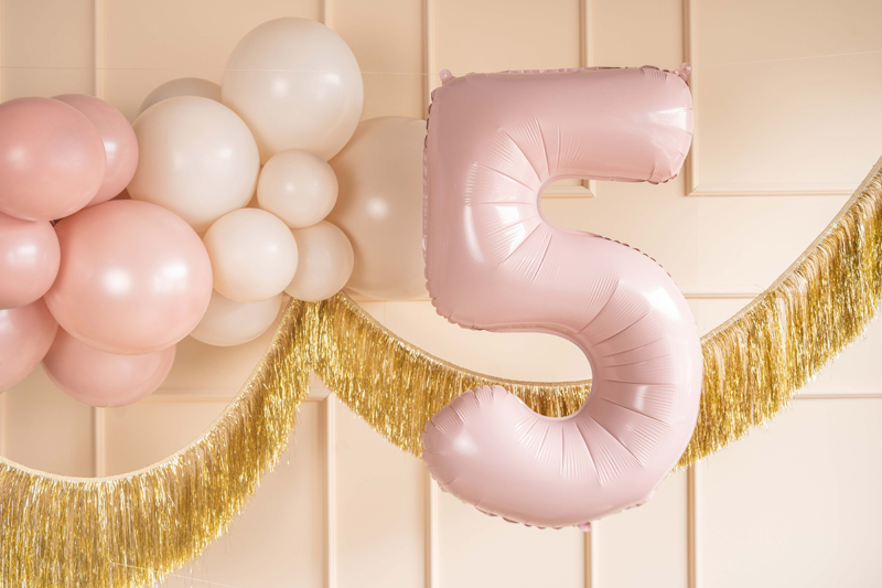 Balon foliowy Cyfra ''5'', 72cm, jasny różowy - obrazek 2