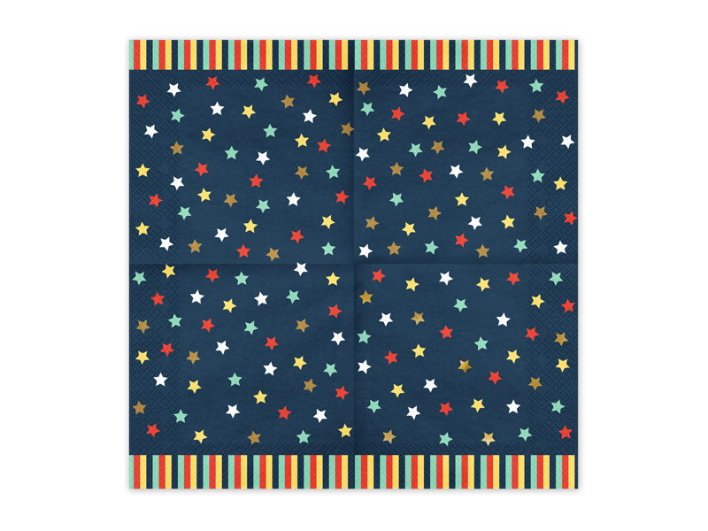 Serwetki Gwiazdki, 33x33 cm, granatowy (1 op. / 12 szt.) - obrazek 2