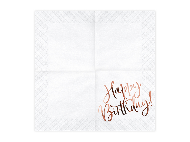 Serwetki Happy Birthday, biały, 33x33cm (1 op. / 20 szt.) - obrazek 2
