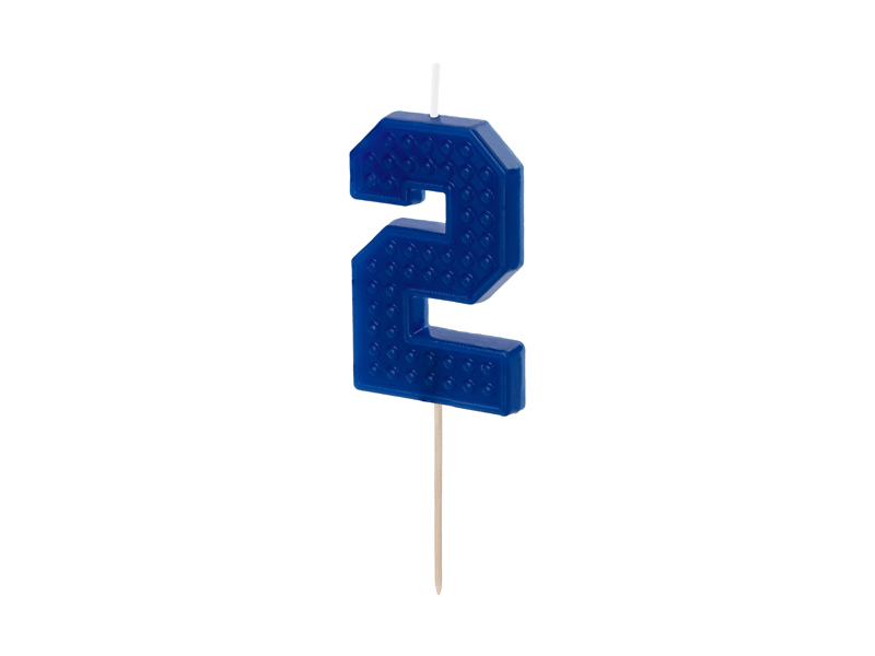 Świeczka urodzinowa Cyferka 2, 6 cm, niebieski