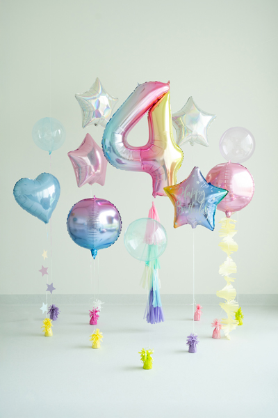 Balon foliowy Cyfra ''4'', 86cm, pastelowy tęczowy - obrazek 2