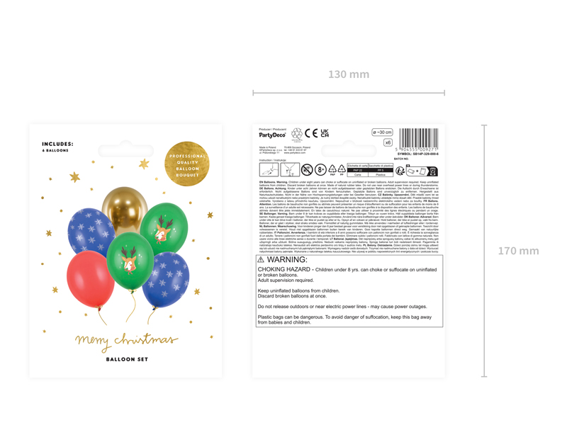 Balony 30 cm Merry Christmas, mix (1 op. / 6 szt.) - obrazek 6
