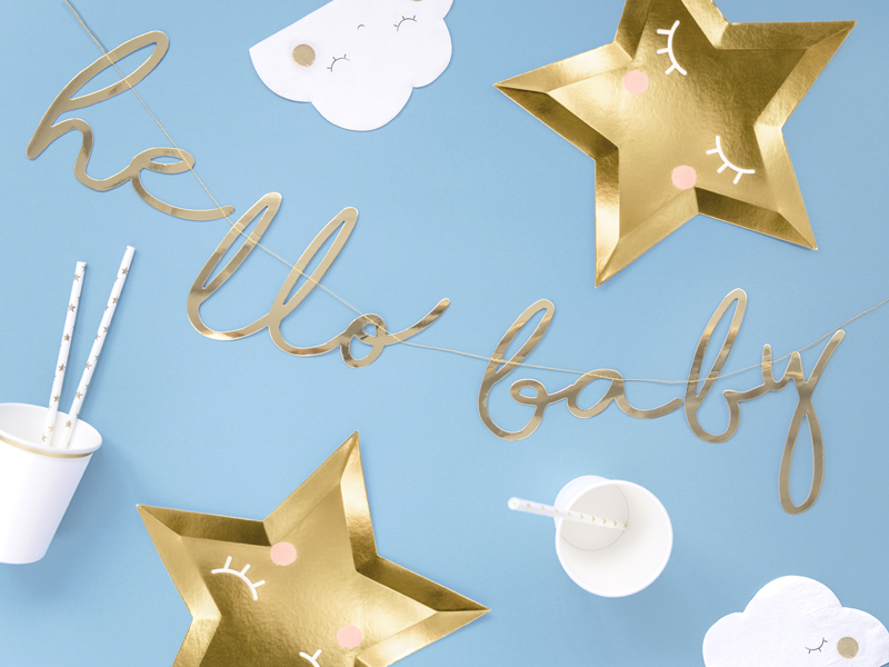 Baner Little Star - Hello Baby, złoty, 18x70cm - obrazek 2
