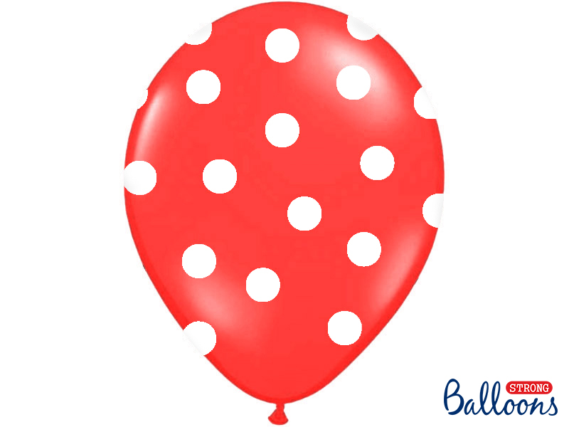 Balony 30cm, Kropki, Pastel Poppy Red (1 op. / 50 szt.) - obrazek 2