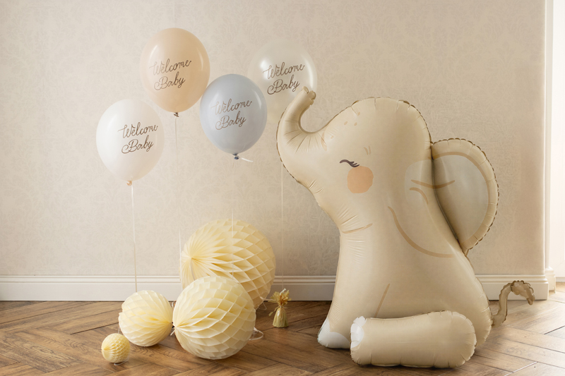Balon foliowy Słonik, 84x90 cm, beżowy - obrazek 2