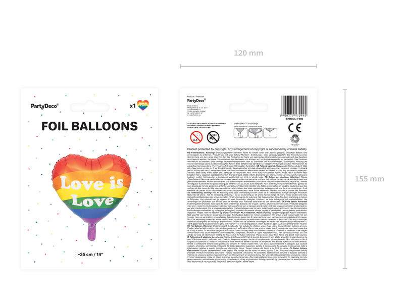 Balon foliowy Love is Love, 35cm, mix - obrazek 4