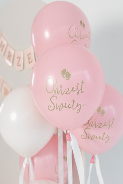 Balony Eco 33 cm, Chrzest Święty, rumiany różowy (1 op. / 6 szt.) - obrazek 3