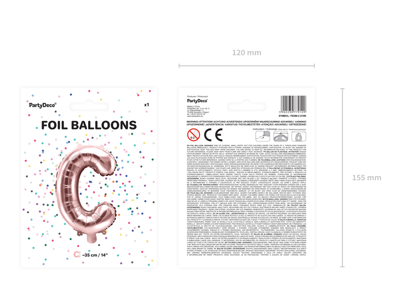 Balon foliowy Litera ''C'', 35cm, różowe złoto - obrazek 4