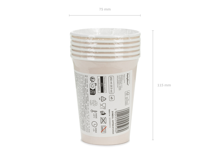Kubeczki papierowe, beż, 250ml (1 op. / 6 szt.) - obrazek 6