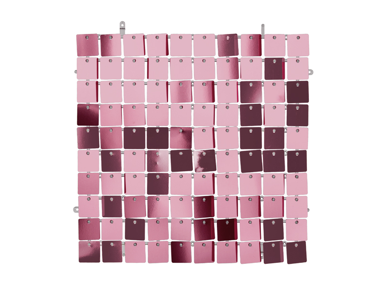 Panel cekinowy, kwadraty, jasny różowy, 30x30 cm