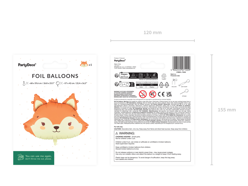 Balon foliowy Lis, 57x42 cm, mix - obrazek 3