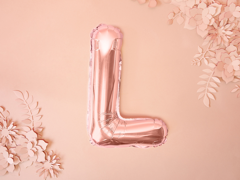Balon foliowy Litera ''L'', 35cm, różowe złoto - obrazek 3