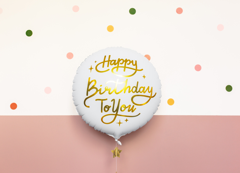 Balon foliowy ''Happy Birthday To You'', 35cm, biały - obrazek 2