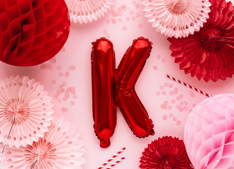 Balon foliowy Litera ''K'', 35cm, czerwony - obrazek 2