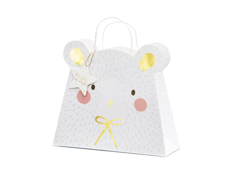 Torebka na prezenty Miś polarny, mix, 31.5x27x10cm