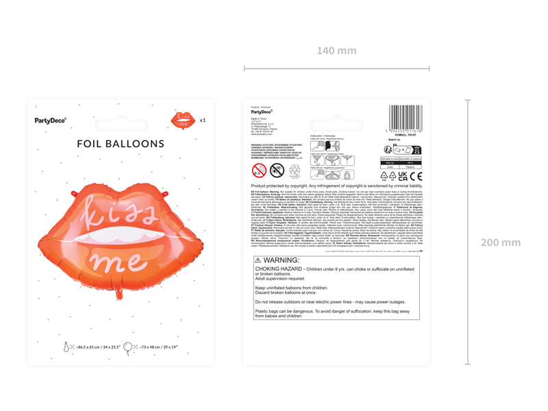 Balon foliowy Usta, 86.5x65 cm, mix - obrazek 6