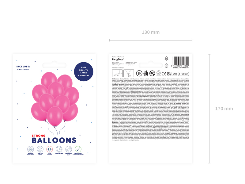 Balony Strong 30cm, Pastel Hot Pink (1 op. / 10 szt.) - obrazek 2