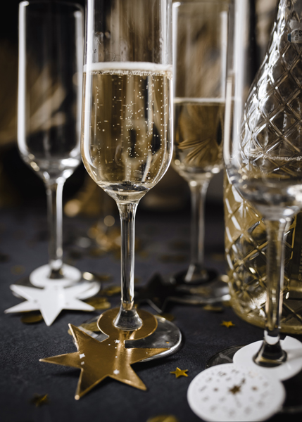 Znaczniki na kieliszki Happy New Year, 7.5-9.5 cm, mix (1 op. / 6 szt.) - obrazek 3
