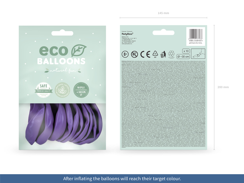 Balony Eco 26cm pastelowe, lawenda (1 op. / 10 szt.) - obrazek 2