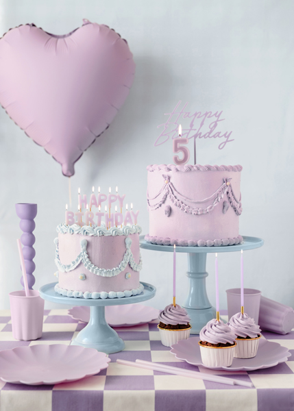 Topper akrylowy na tort Happy Birthday, fioletowy, 16.5 cm - obrazek 3
