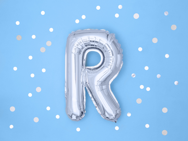 Balon foliowy Litera ''R'', 35cm, srebrny - obrazek 3