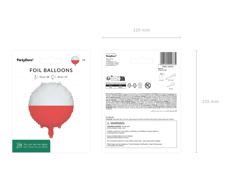 Balon foliowy Flaga Polski, 35 cm, mix - obrazek 5