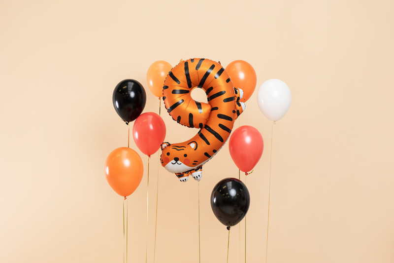 Balon foliowy Cyfra 9 - Tygrys, 64x87 cm, mix - obrazek 2