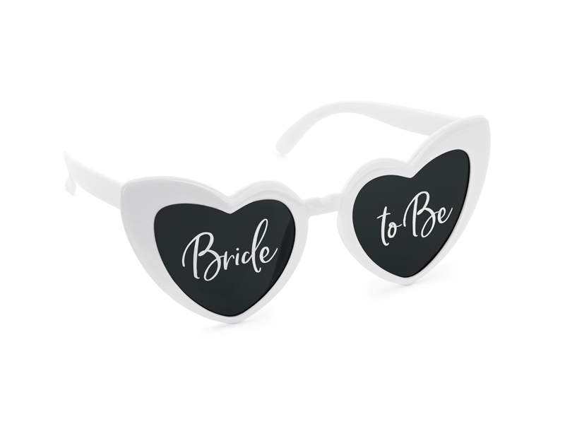 Okulary serduszka z napisem ''Bride to Be'', biały