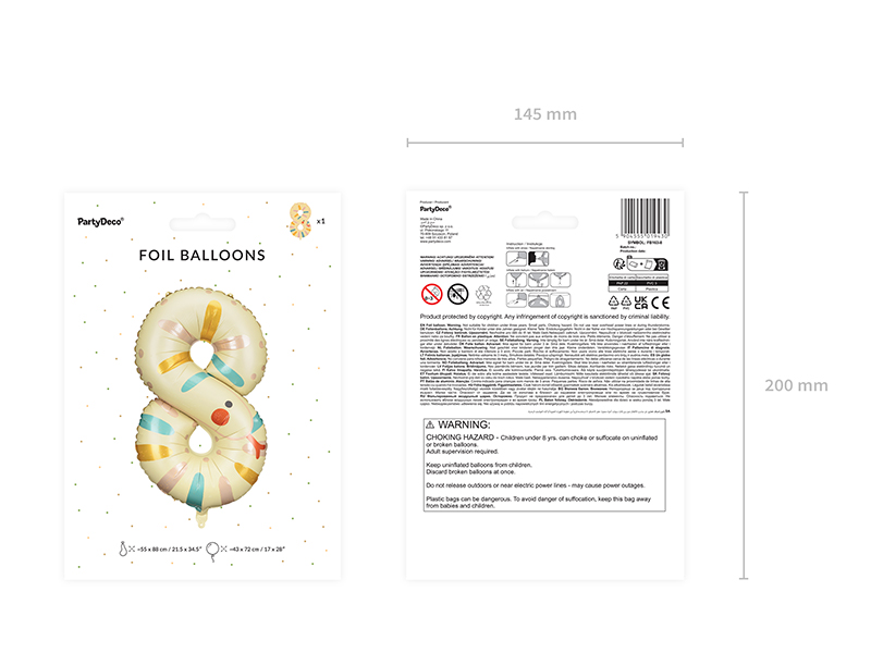 Balon foliowy Cyfra 8 - Wąż, 51x86 cm, mix - obrazek 4