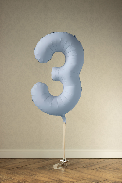 Balon foliowy Cyfra '3', 86cm, mglisty niebieski - obrazek 3