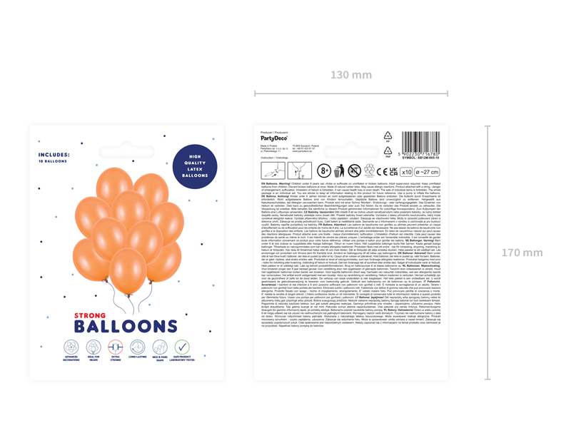 Balony Strong 27cm, Metallic Mand. Orange (1 op. / 10 szt.) - obrazek 2