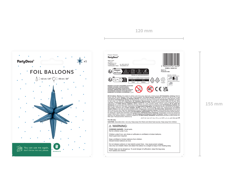 Balon foliowy Gwiazda 3D, 50cm, granat - obrazek 3