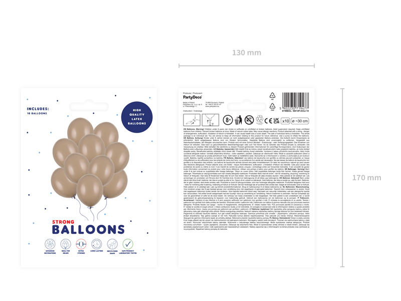 Balony Strong 30cm, Pastel Cappuccino (1 op. / 10 szt.) - obrazek 4
