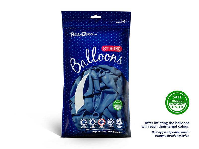Balony Strong 27cm, Pastel Corn. Blue (1 op. / 100 szt.) - obrazek 2