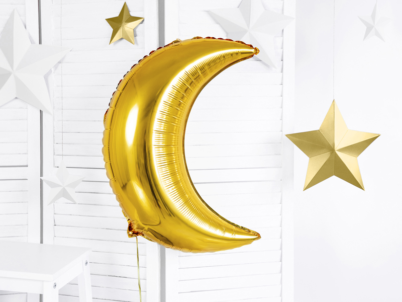 Balon foliowy Księżyc, 60cm, złoty - obrazek 2