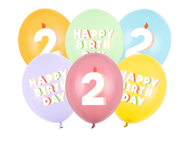 Balony 30 cm, 2, mix (1 op. / 6 szt.)