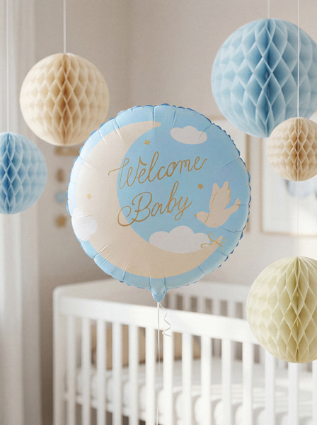 Balon foliowy pastylka ''Welcome Baby'', 35x35 cm, jasnoniebieski - obrazek 2